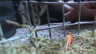 giantess - Teenie in Cage Watching as Giantess MXDominion Receives  Foot Massage from her Giant slave, female domination, shrinking fetish, giantess special effects 1080