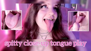 super close-up spitty tongue play + blowjob