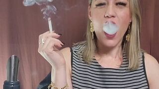 Smoking Long All White Cigarette And Talking To You