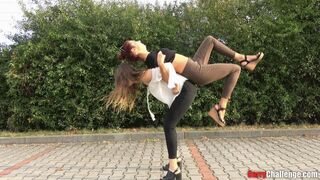 Lifted by Desire: Barbara and Michelle’s Playful Carrying in the Parking Lot (MOBILE quality)