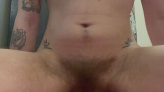 hairy college slut rides large knotted dildo