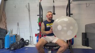 JL blows up and plays with a 3ft clear polka dotter