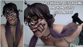 Pinkieneko - Facehugger Selfgagging and Handcuffs Selfbondage (fullHD)