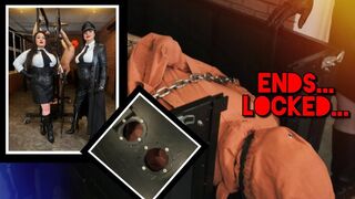 Bonded prisoner ends up locked in the bondage box - cruel Officers