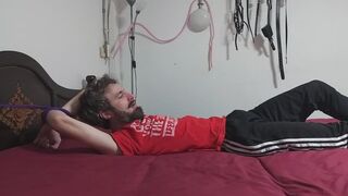 Escape From Bondage -- Aristotle is tied to the bed and left