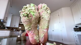 Want A Taste? Using My Sexy Feet To Smash A Cake!
