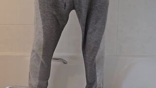 TARMACADAD - Pee wetting grey sweatpants masturbate