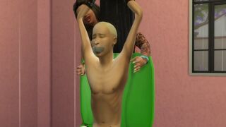 Une femme mature joue avec son jeune jouet chatouilleux