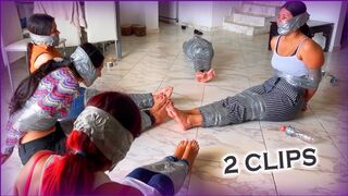Spin the Bottle Bondage Game – Sock Gags, Tape Ties & Mummification (Vol. 1–2) (SD 480p)
