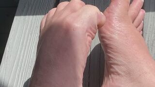 White Toe Nails Outside