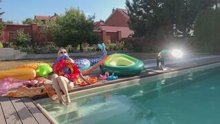 Pool Day with Inflatables: Relaxing with Chloe