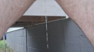 Fluffy pees in his sheath jockstrap