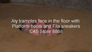 Aly Tramples face in the floor - Platform boots and Fila Sneakers