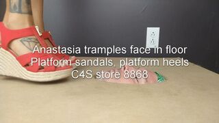 Anastasia tramples face in floor - Platform sandals and Platform heels
