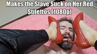 Queen Nana Makes the Slave Suck on Her Red Stilettos While She Facesits Him - 1080p