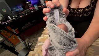 Step-Mom toe socks footjob with fluffy slippers with cozy fleece opening Taboo