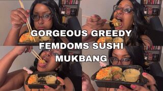 Gorgeous Greedy Femdoms Sushi Mukbang
