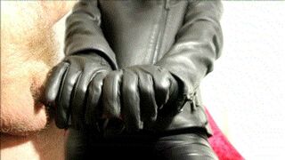 Handjobs in leather glove and jacket 1280x720 WMV
