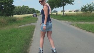 Inline Skating In Jeans Miniskirt HD-1080