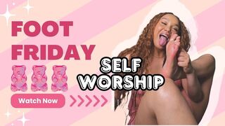 Ebony Goddess Kisses Her Soles: Long Red Braids & Pink Lingerie Toe Worship