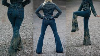 Trashing my Flared 7 for all mankind jeans in mud.