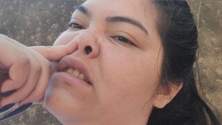 Pervert blows her nose and snot comes out of it