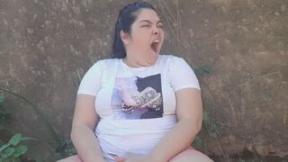 Yawning. Outdoors makes me super tired.