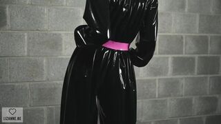 Jumpsuit + condom hood play