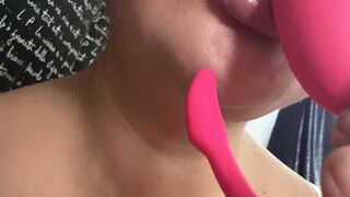 Lips licking flamingo
