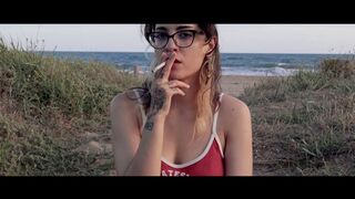 Smoke break at the beach after the bike ride