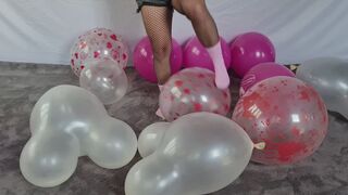 Mouse and Big Balloon stomping in stockings and socks