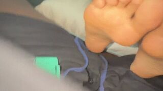 college girl face me footjob on couch
