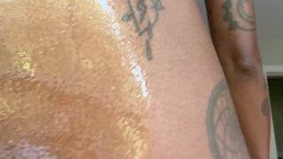 Ebony Brat - Oiled Ass and Pussy with Orgasm from Vibrator