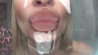 SMEARED CHOCOLATE LIPS ON THE GLASS