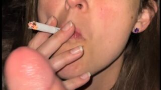 Melissa and Brad Smoking Handjob with Cumshot
