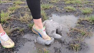 Teddy Bear Gets Kicked, Submerged in Water, Walked all Over and Shredded Under my Sharp Running Spikes