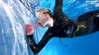 Wetsuit Underwater Dildo Blowjob – Neoprene Masked Suck Slut - MOV