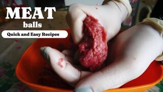 preparing meatballs with my white latex gloves