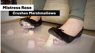 Mistress Rose Crushes Marshmallows in Black Ballet Flats 720p