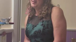 Trans MILF desperately jerks off in the bathroom at a house party