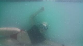 Long Breathold Practice in Snorkel mask with underwater pov swim and blowing bubbles