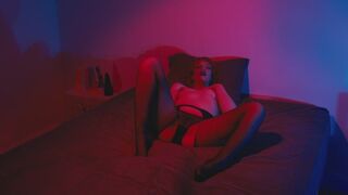 Goth Masturbating with Big Demon Dildo + squirting