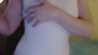 White wet bodysuit tease