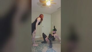 Miss Vixen thinks her pathetic femboy cuck's balls are just as useless as his locked clit, so she makes sure they're infertile by kicking them viciously for her own amusement