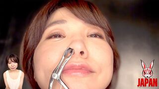 Noa Natsuki opens her filthy nose and lets thick snot drip onto the glass