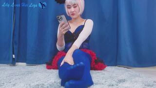 Japanese Ignoring Cosplay JOI Blue Tights Soles