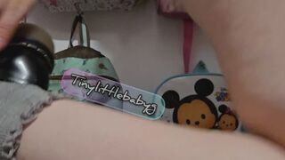 Princess panties wearing Tinylittlebabyg takes off her dress to tease us