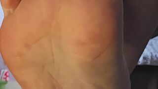 Under desk POV - I lost a bet so you asked me to sit here with my slippers on in front of you