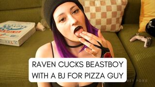 Raven Cucks BeastBoy With a Blowjob for the Pizza Guy