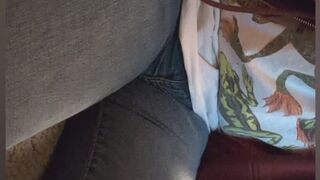 Auzzie Rolling Dice for Leaks -- Genuinely Desperate Accident in Tight Ripped Blue Jeans & Pumpkin Thong